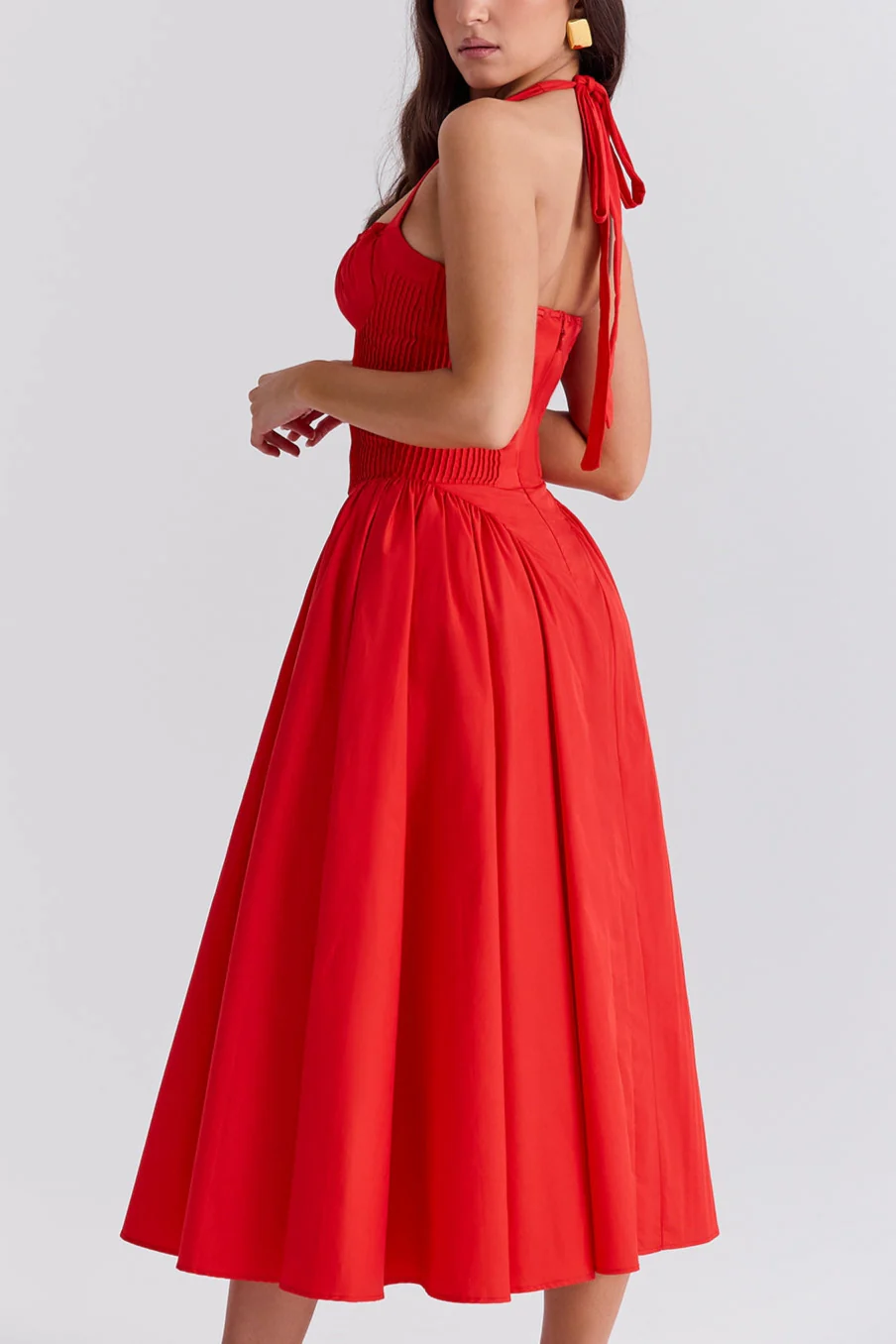 Radmila Pink cotton halter Maxi sundress - Image 25
