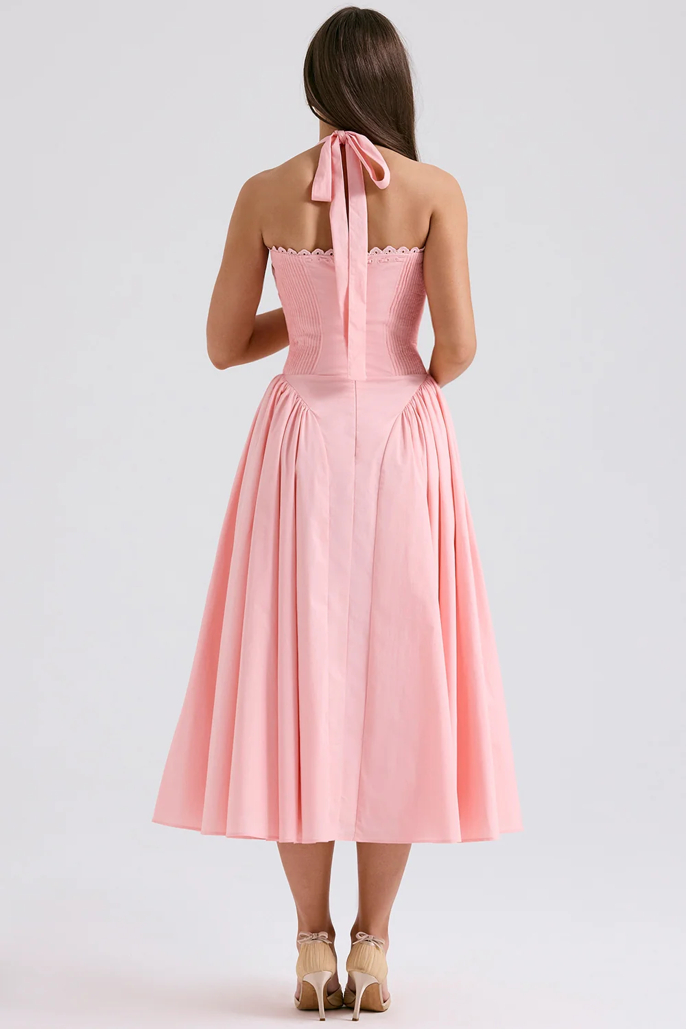 Radmila Pink cotton halter Maxi sundress - Image 7