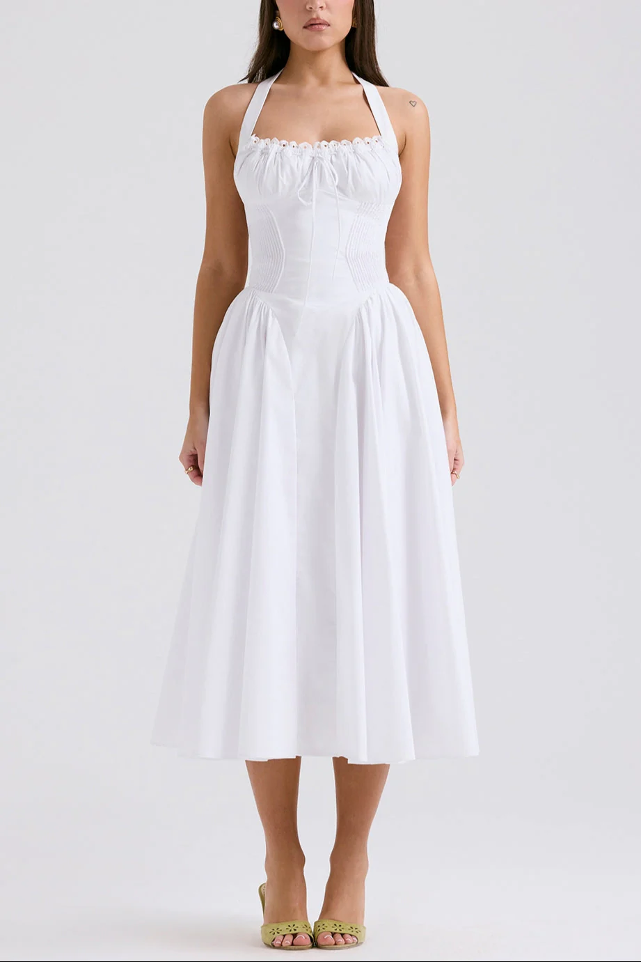 Radmila Pink cotton halter Maxi sundress - Image 10