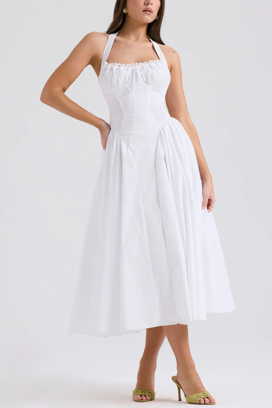 Radmila Pink cotton halter Maxi sundress - Image 11