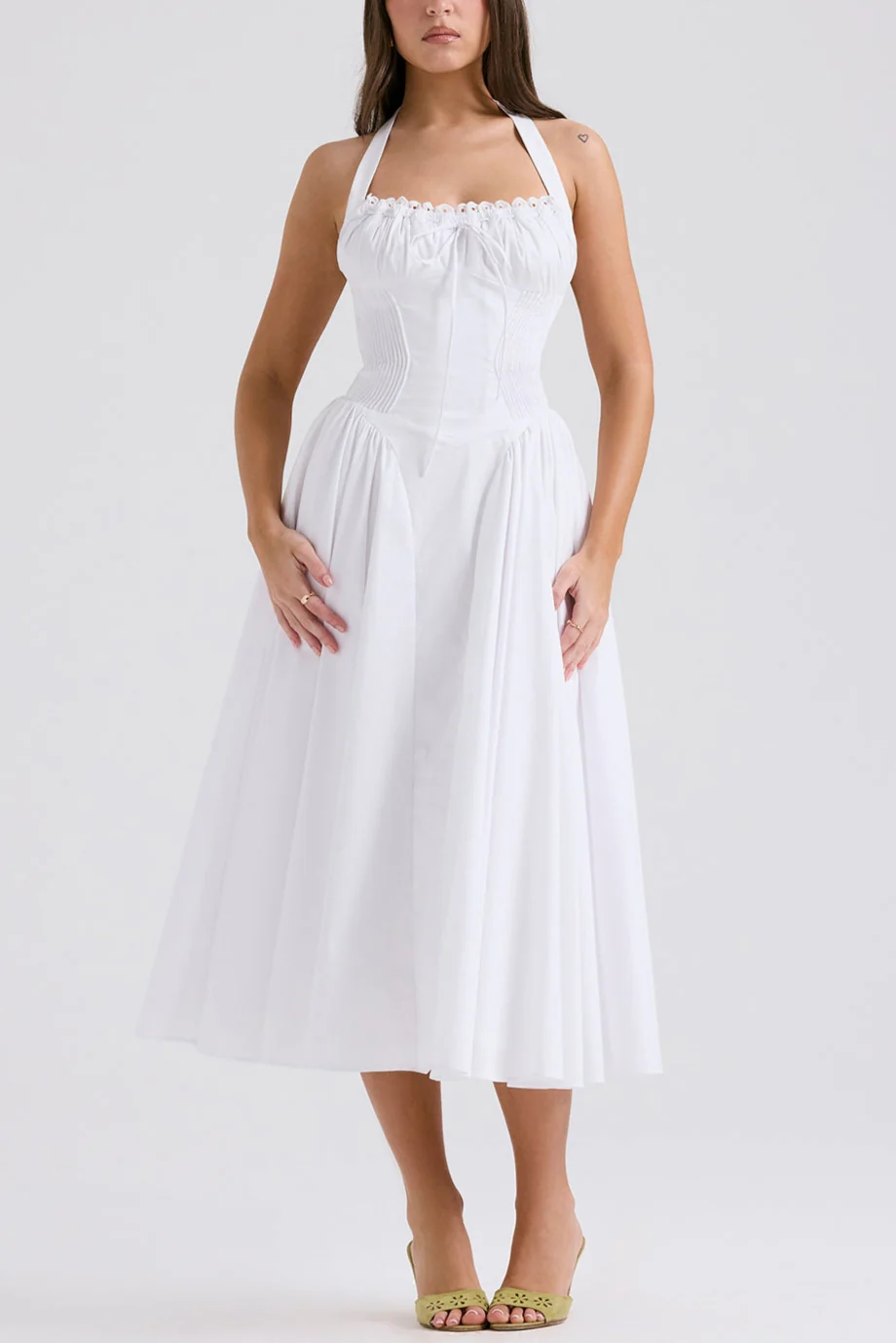 Radmila Pink cotton halter Maxi sundress - Image 12