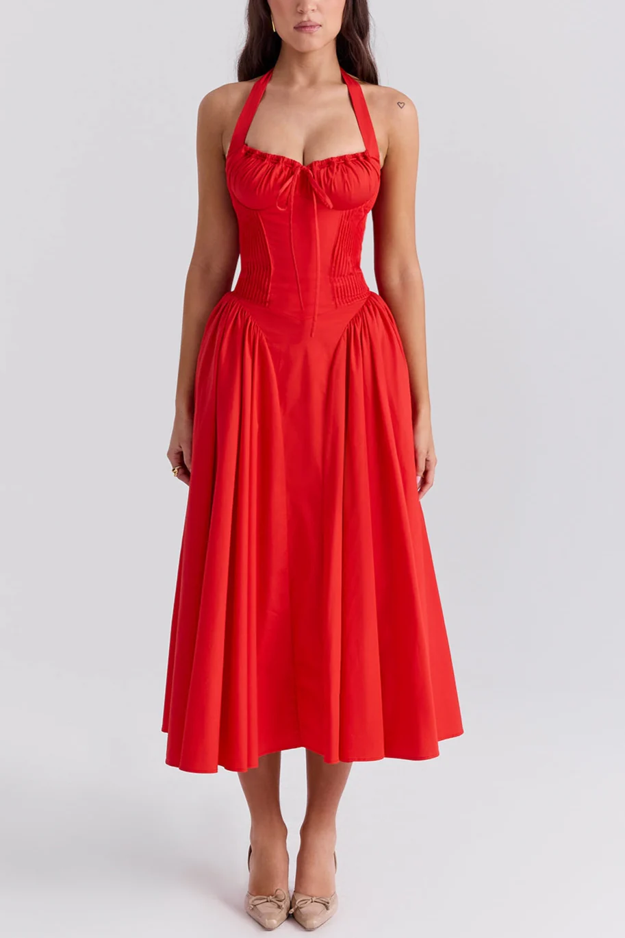 Radmila Pink cotton halter Maxi sundress - Image 20