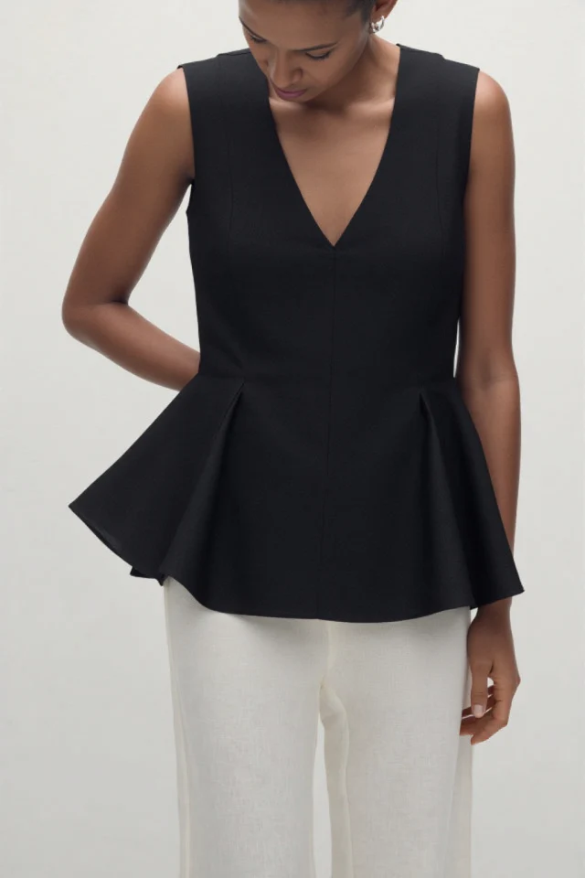 Rala Linen-blend peplum top White - Image 5