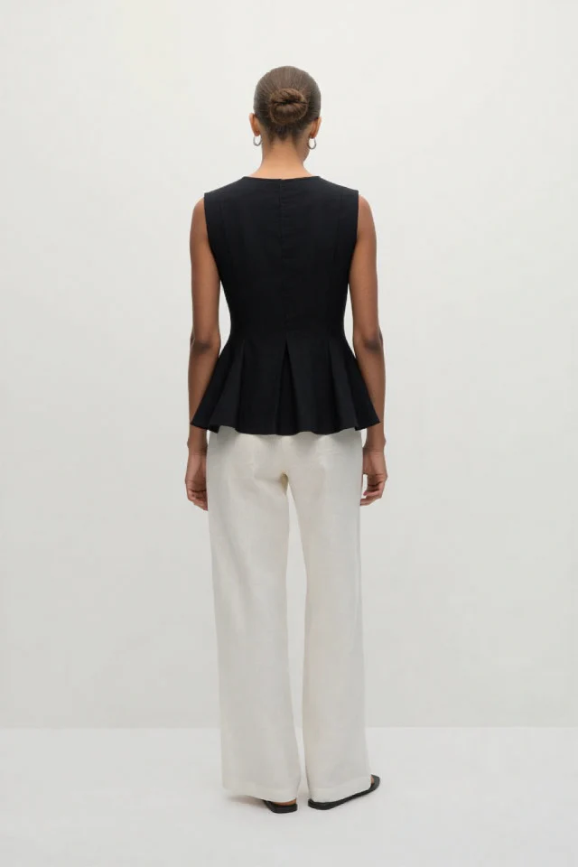 Rala Linen-blend peplum top White - Image 6