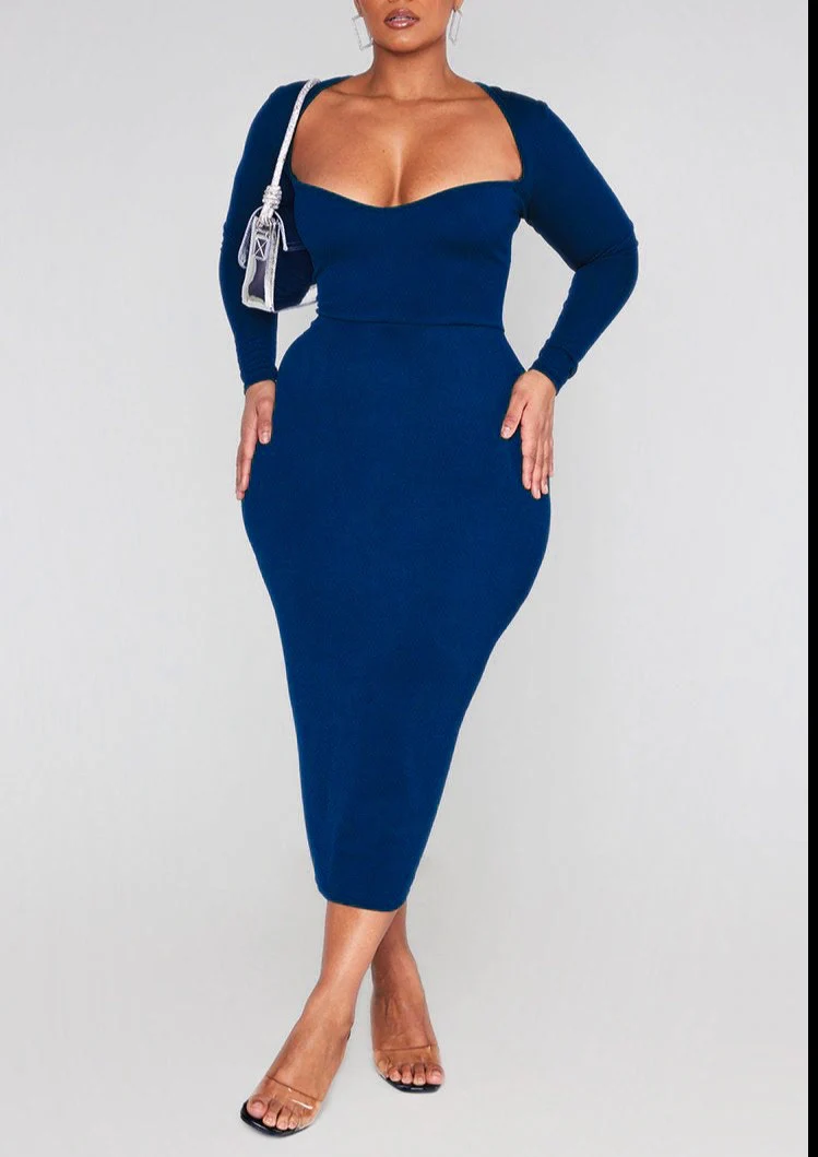 REBEKA SWEETHEART NECKLINE MIDI DRESS CURVE - Image 3