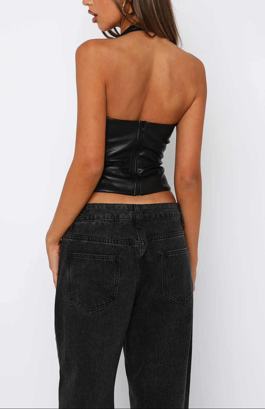 Rebel Girl Leather Halter Top - Image 5