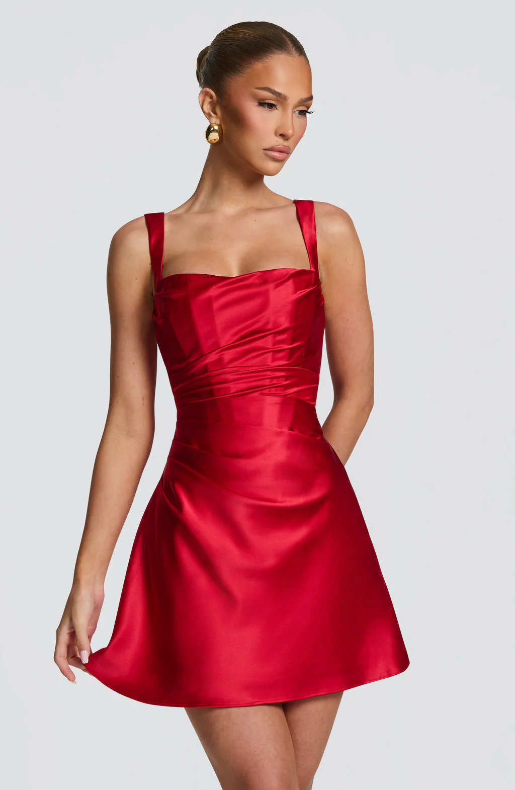 Roselle Satin Mini Dress - Image 2