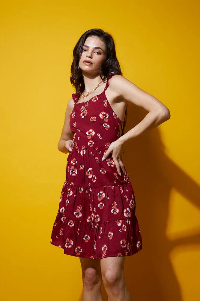 Ruffled floral dress with unique Criss cross back - Image 3