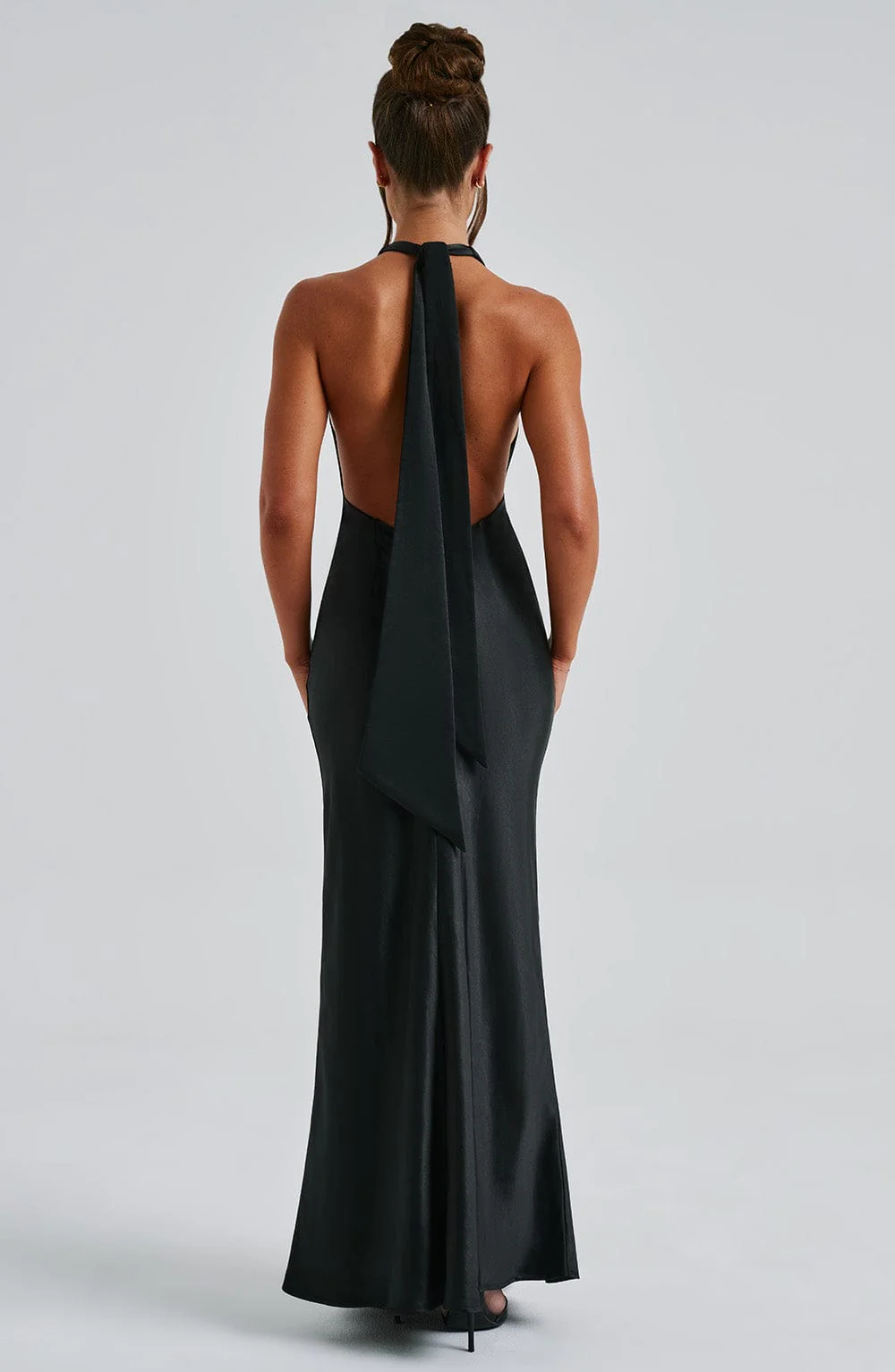 Rufina Satin Maxi Dress in Black - Image 5