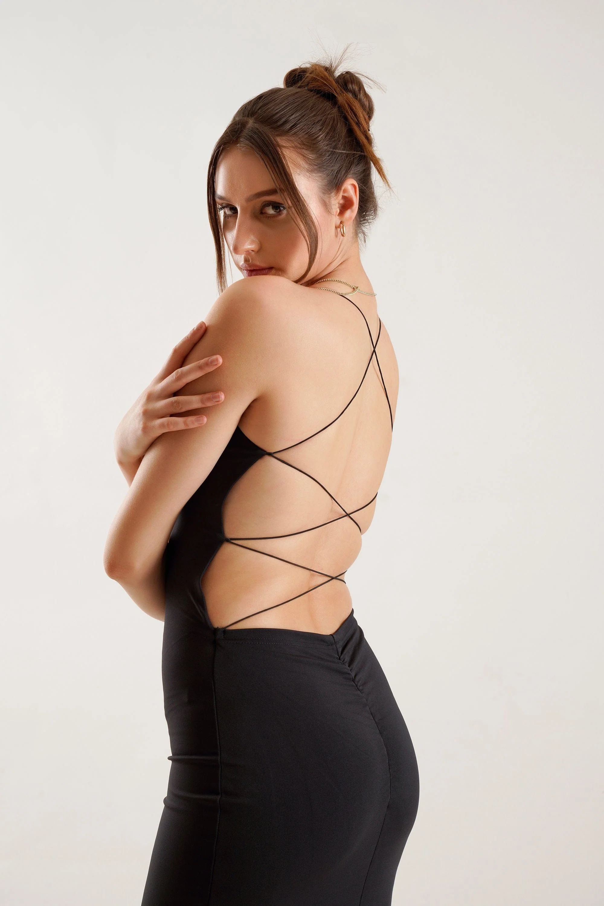 SABINE Backless Maxi Dress in Black - Image 3