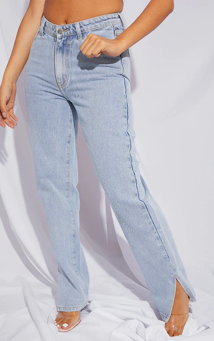 SARA SPLIT HEM JEANS in LIGHT BLUE - Image 2