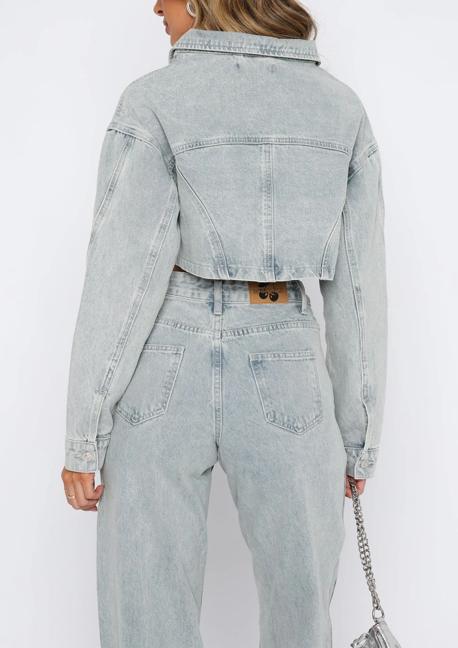 Sarah Denim Jacket Light Blue Acid Wash - Image 4