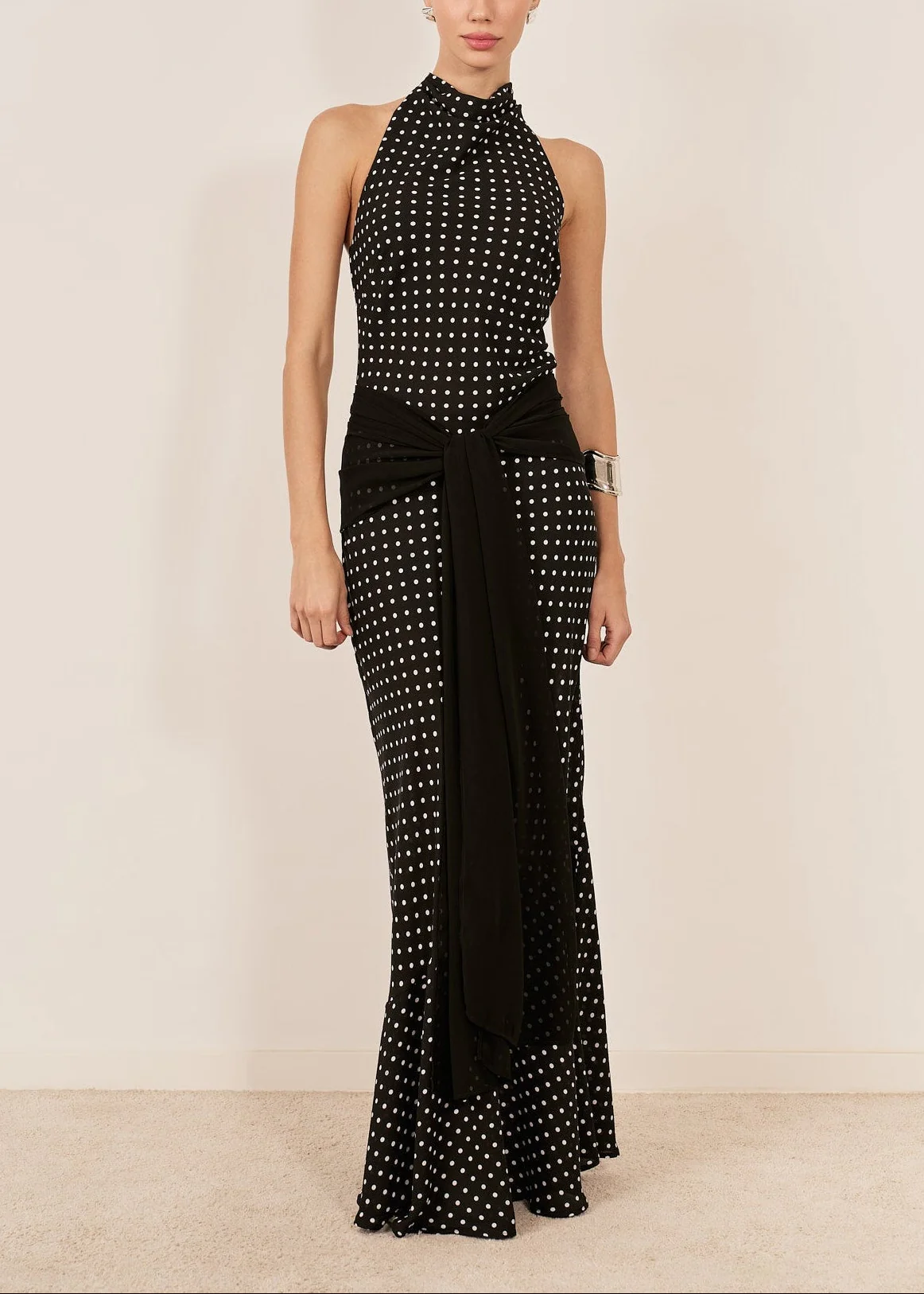 Sarah Tie Up Polka Maxi Dress - Image 2