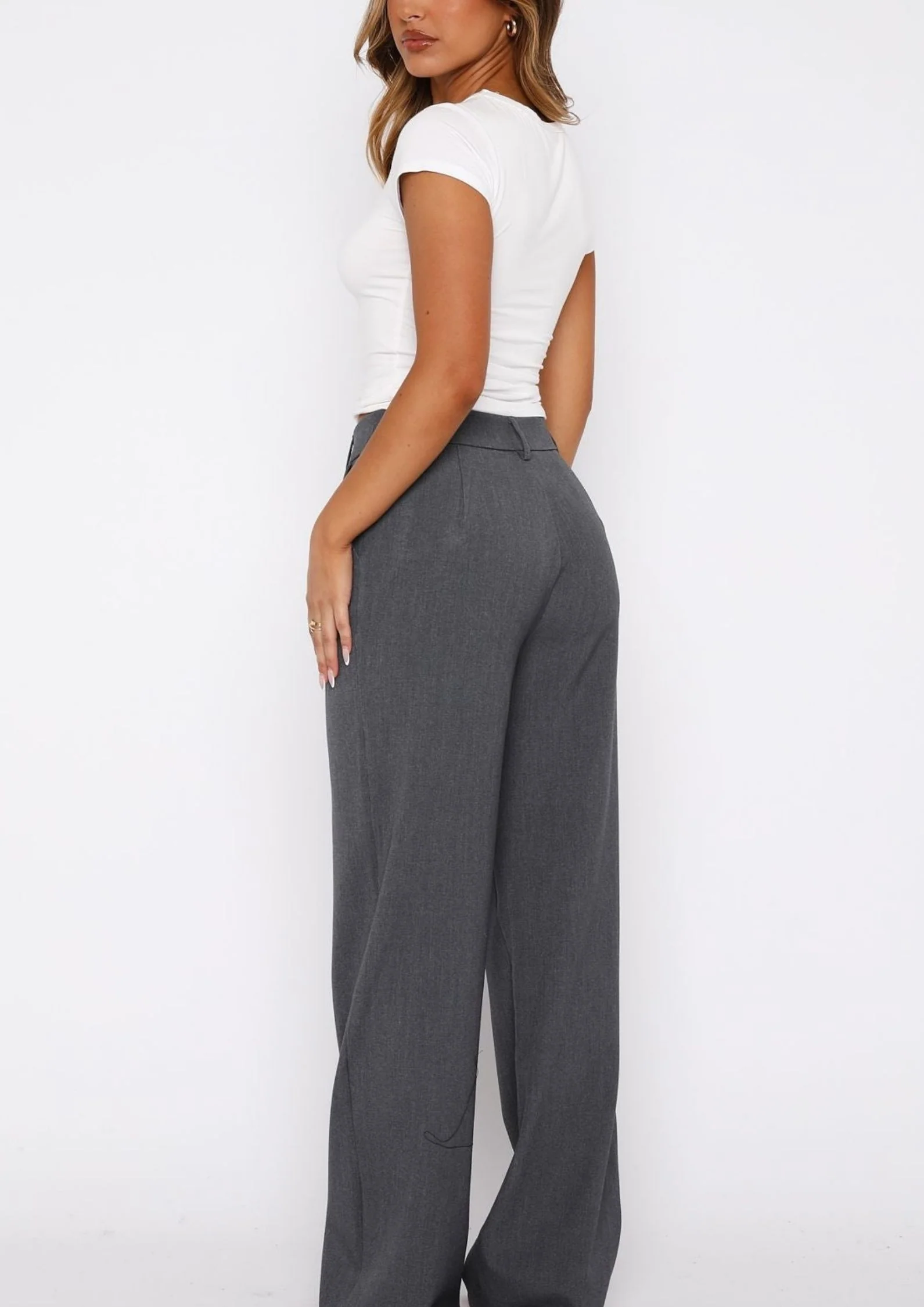 Selene Wide leg Pants in Charcoal - Image 4