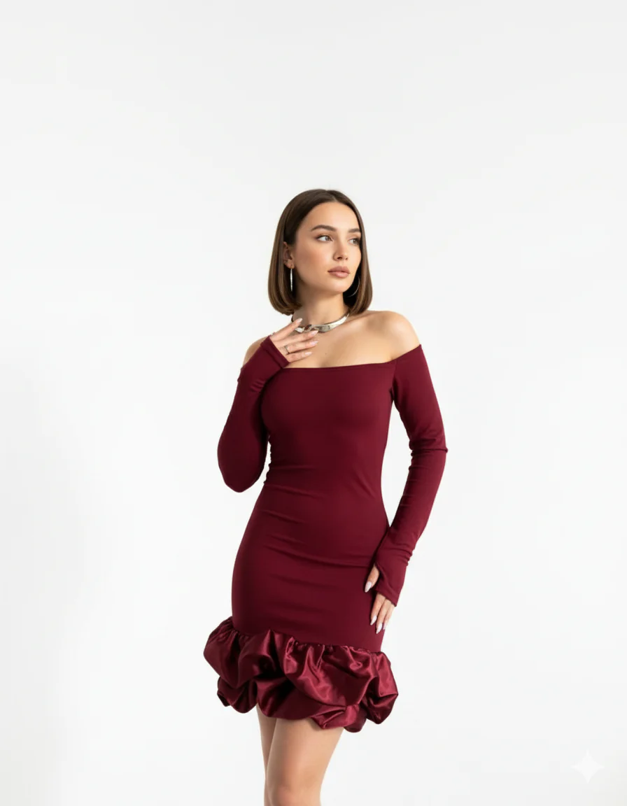 Seven Roses Bubble Hem Mini Dress - Image 3