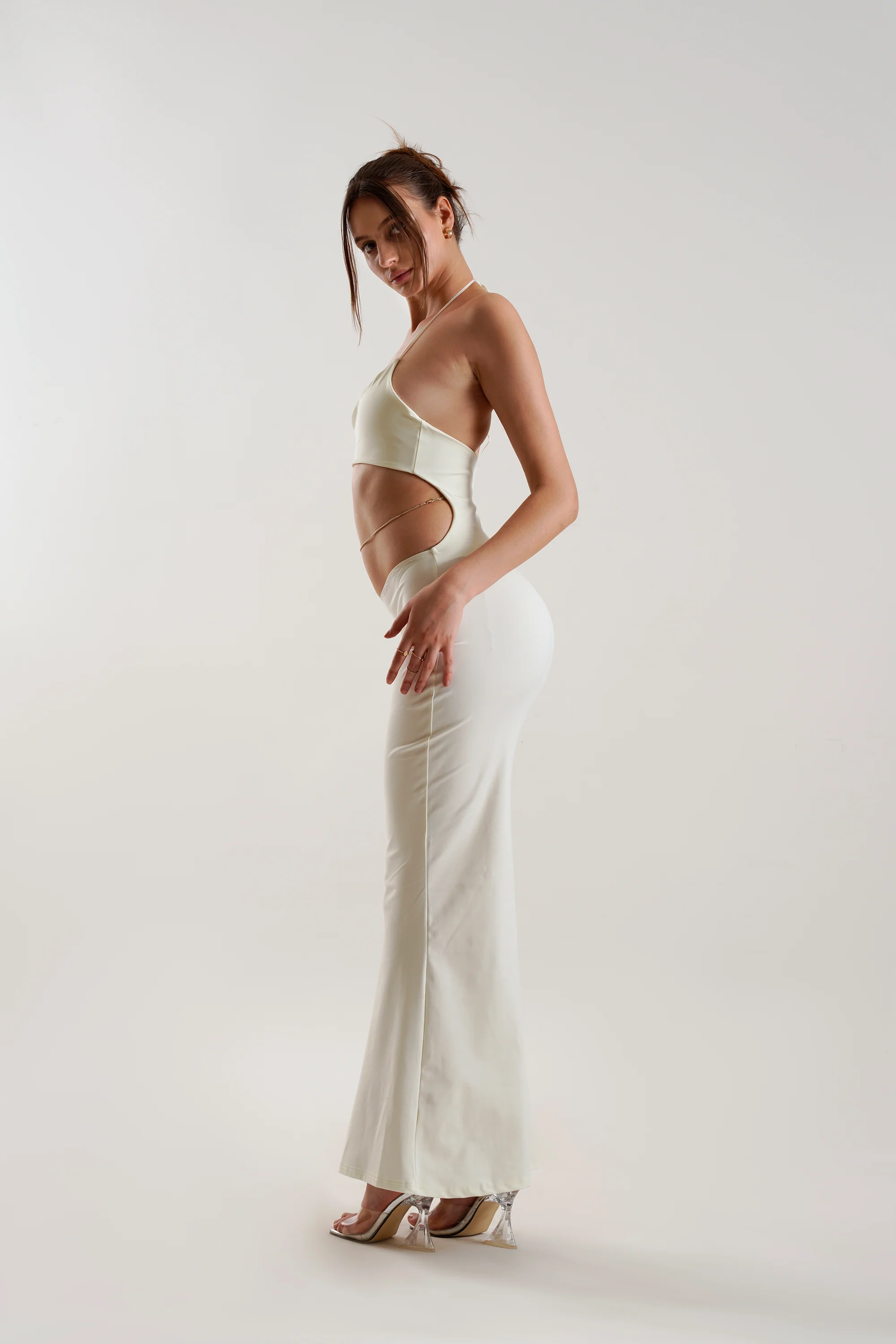 Sienna Cut Out Maxi Dress in Ivory - Image 3