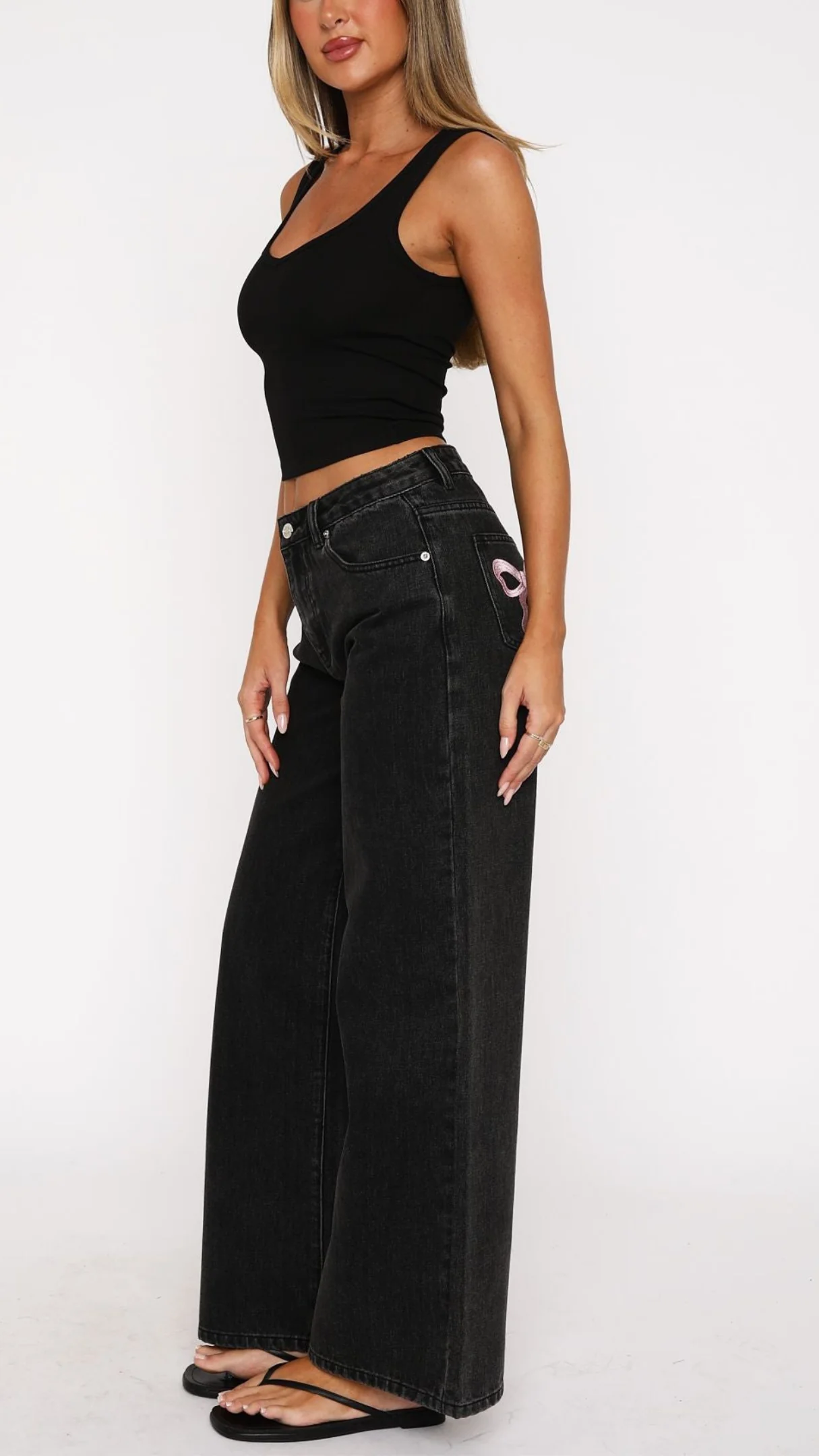 Simona Mid Rise Wide Leg Jeans in Light Blue - Image 11