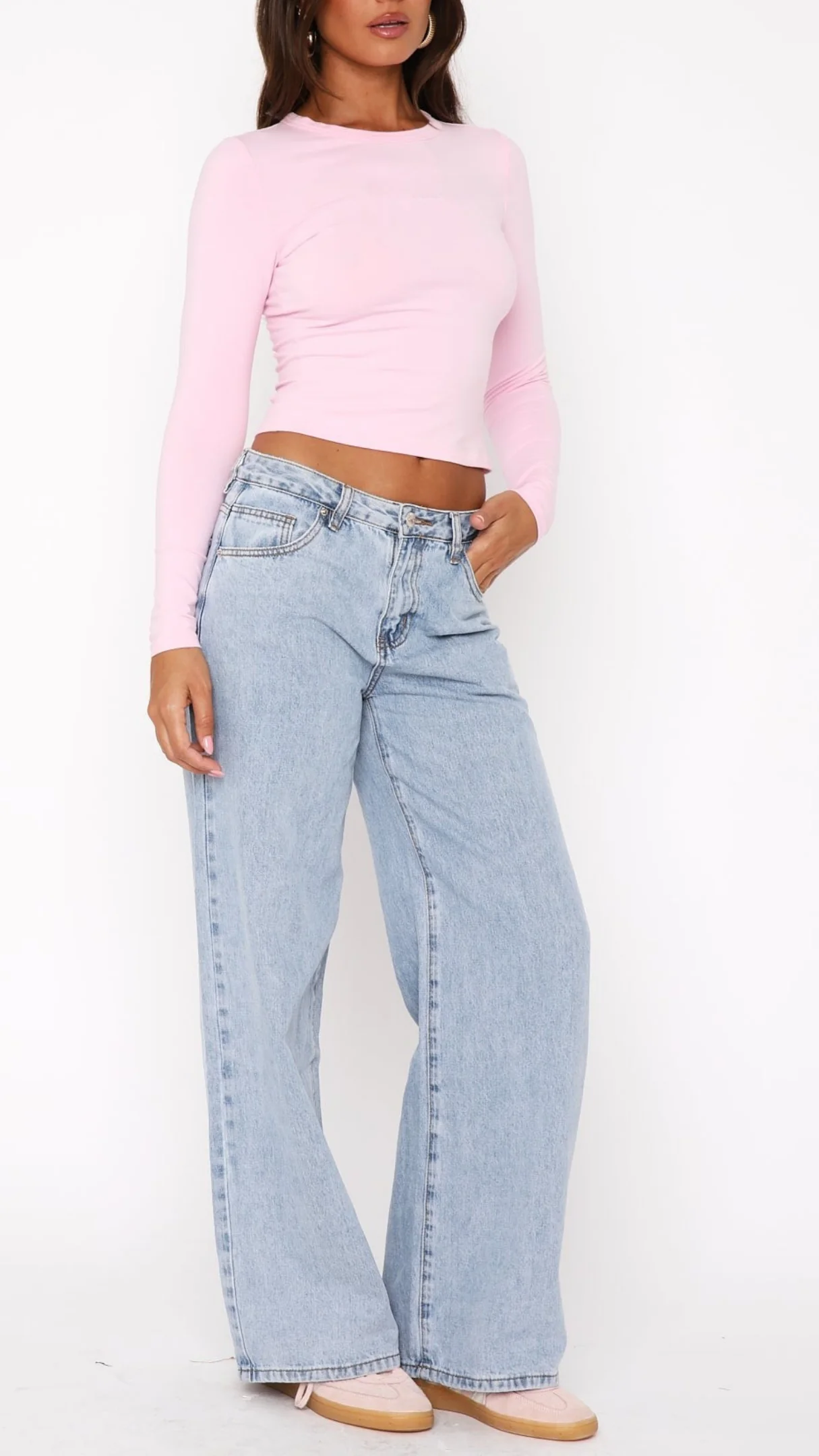 Simona Mid Rise Wide Leg Jeans in Light Blue - Image 6