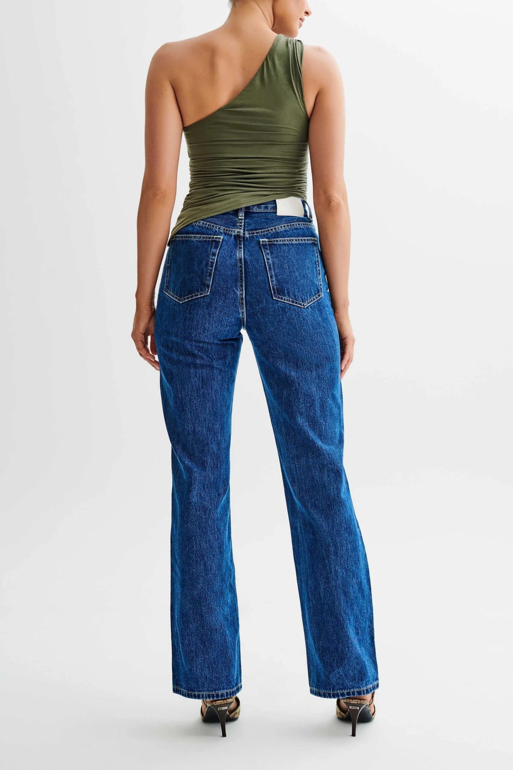 Soraya One Shoulder Asymmetric Top in Olive - Image 4