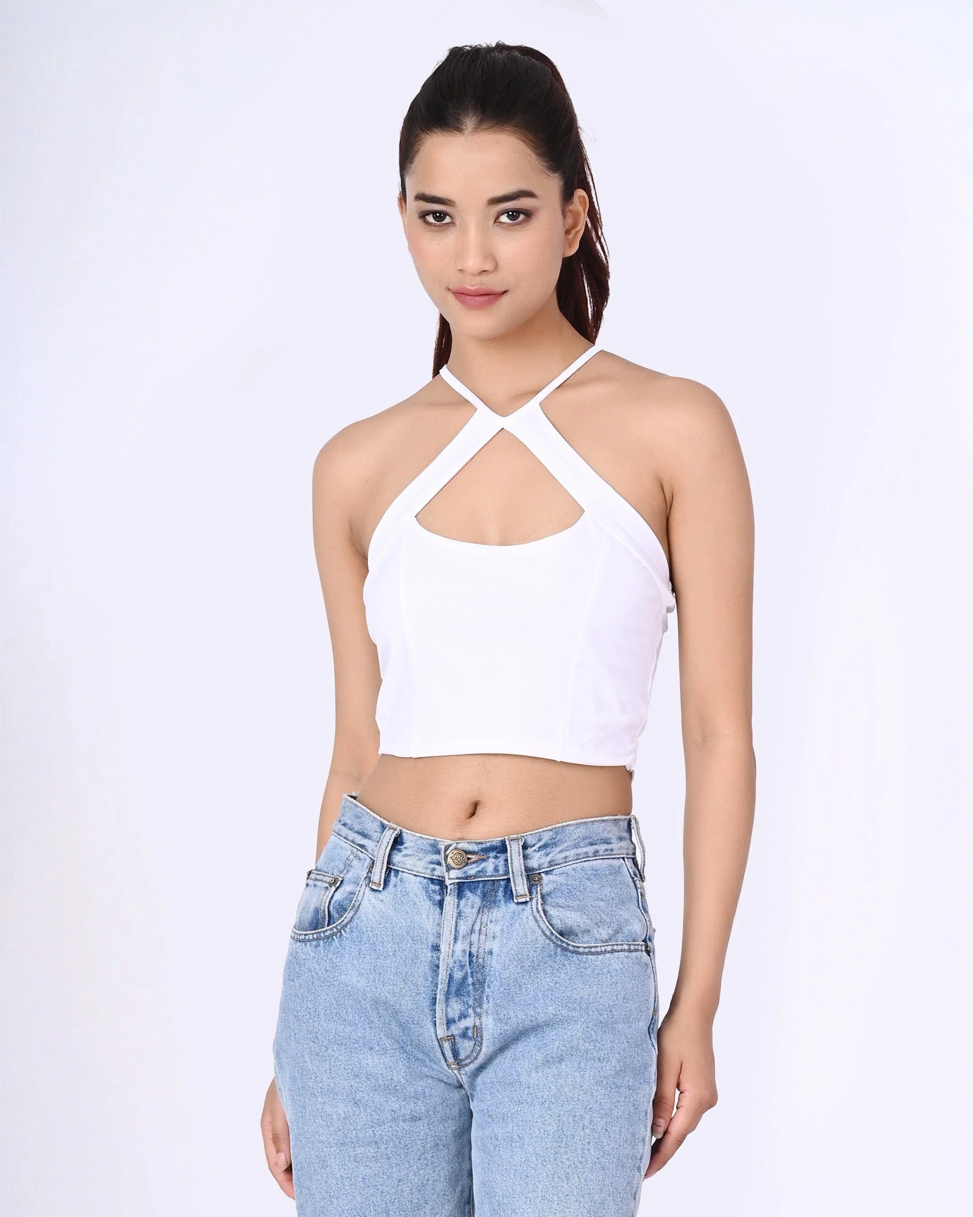 Sunday Brunch white halter neck crop top - Image 5