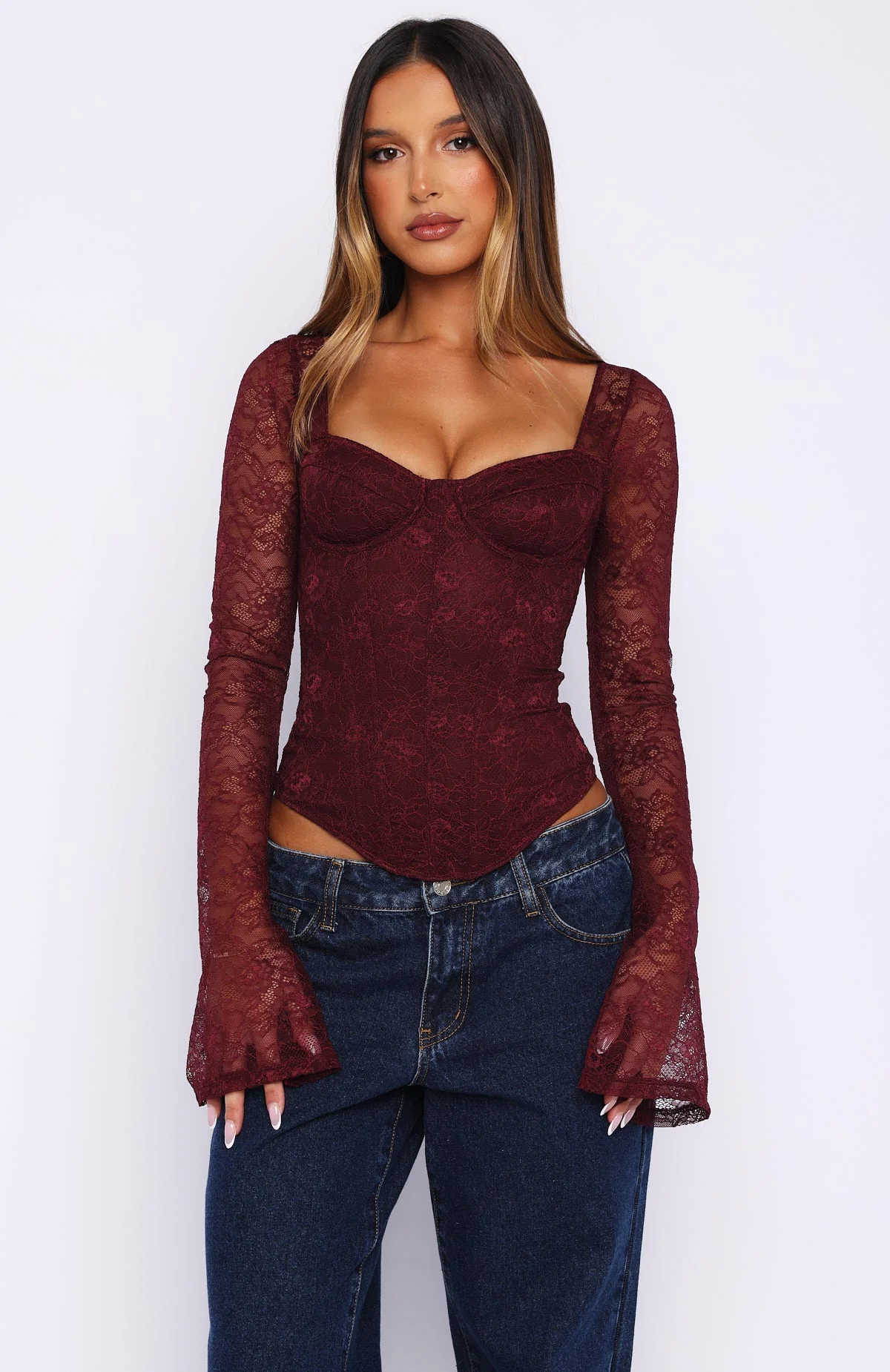 Susan Lace Corset Full Sleeve Top - Image 4
