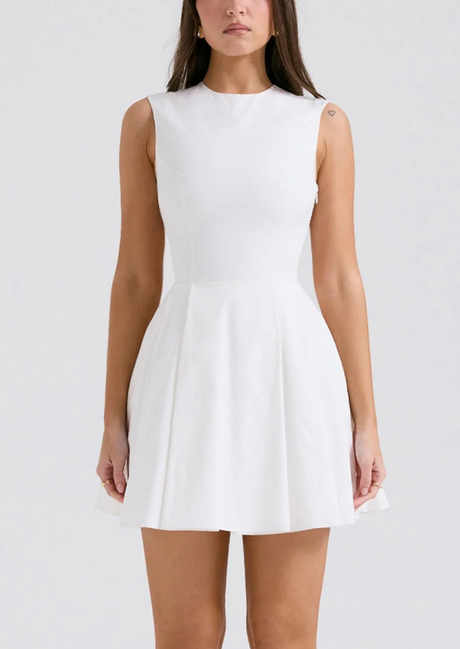 SYLVIE WHITE PLEATED MINI DRESS - Image 3