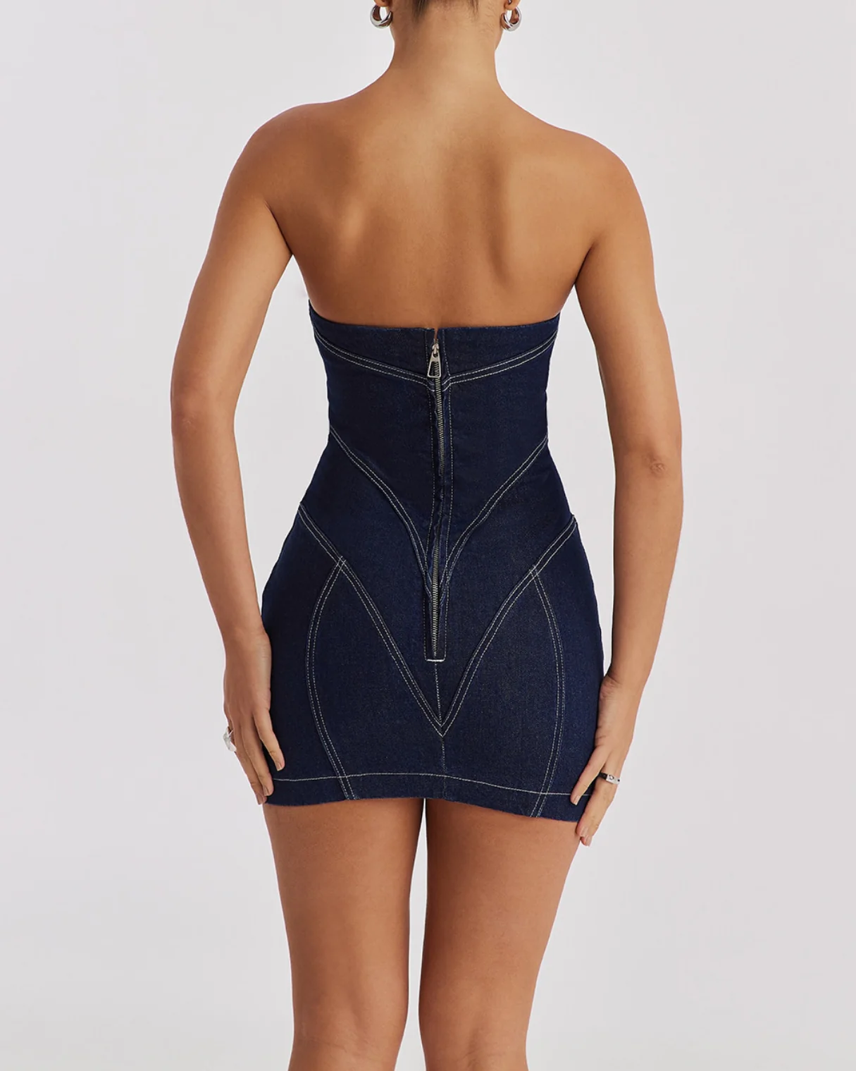 Valeriana Denim Strapless Mini Dress - Image 10