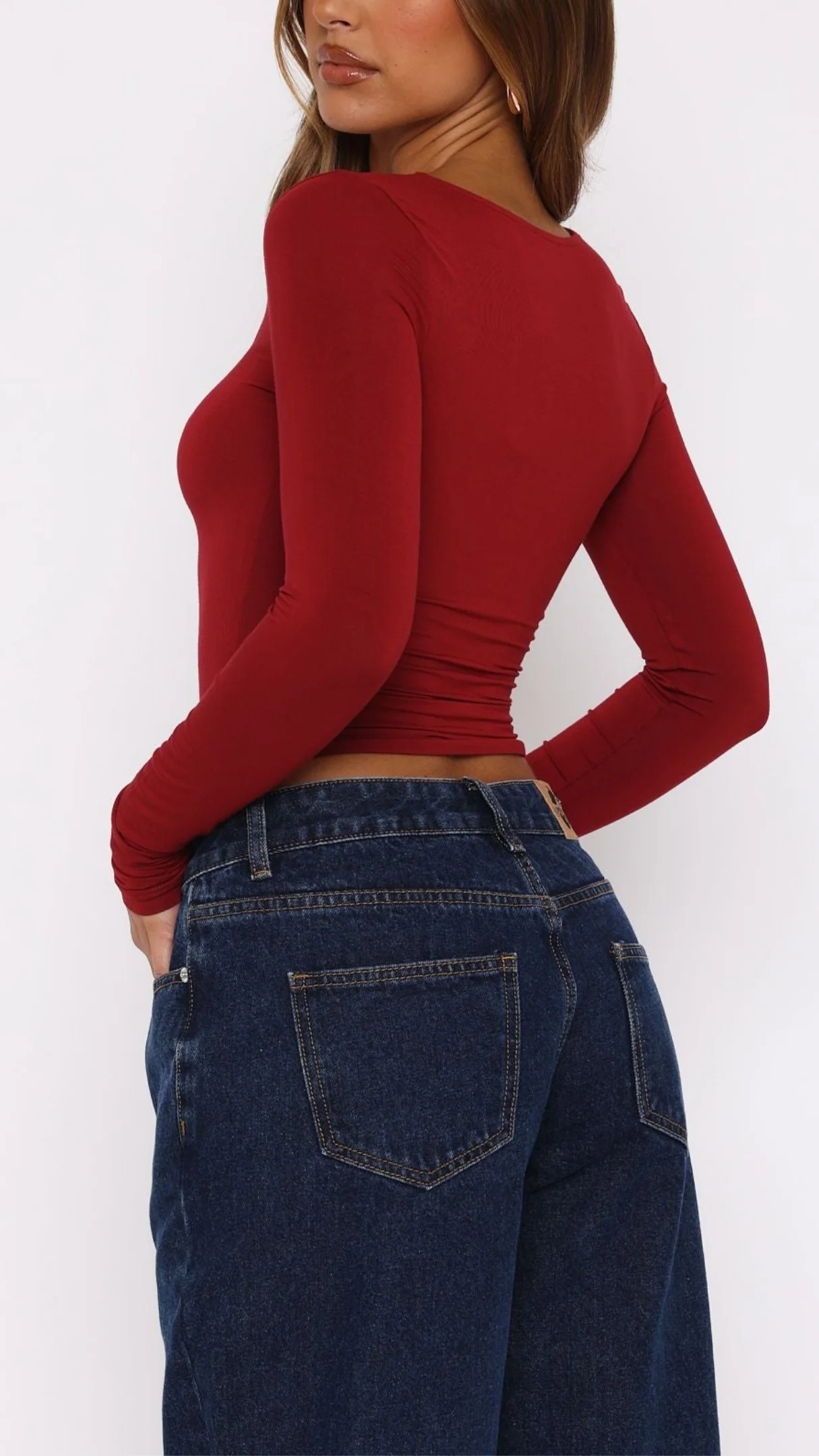 Vasilina Long Sleeve Top in Maroon - Image 4
