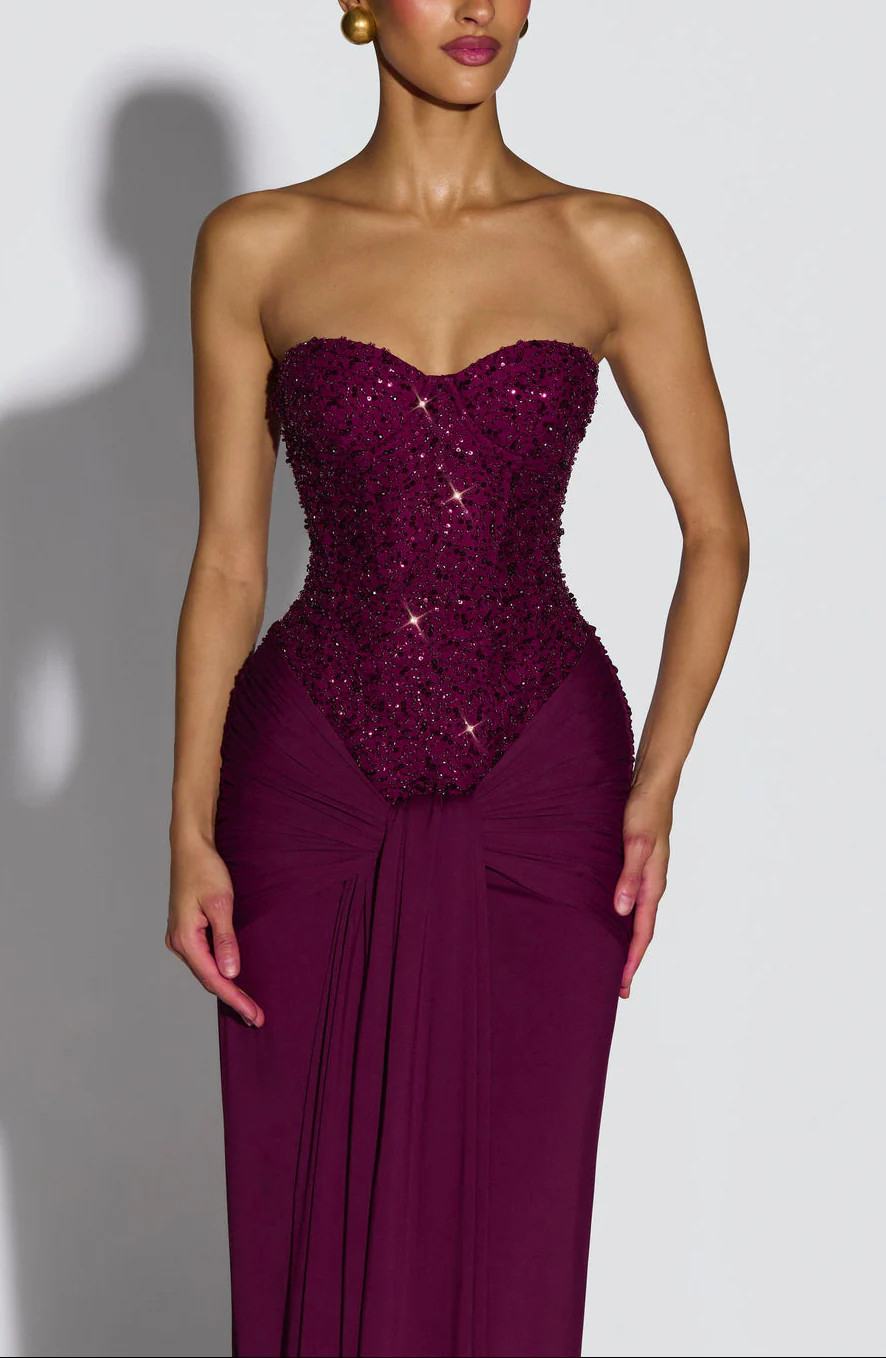 Velvet Flame Strapless Gown - Image 6