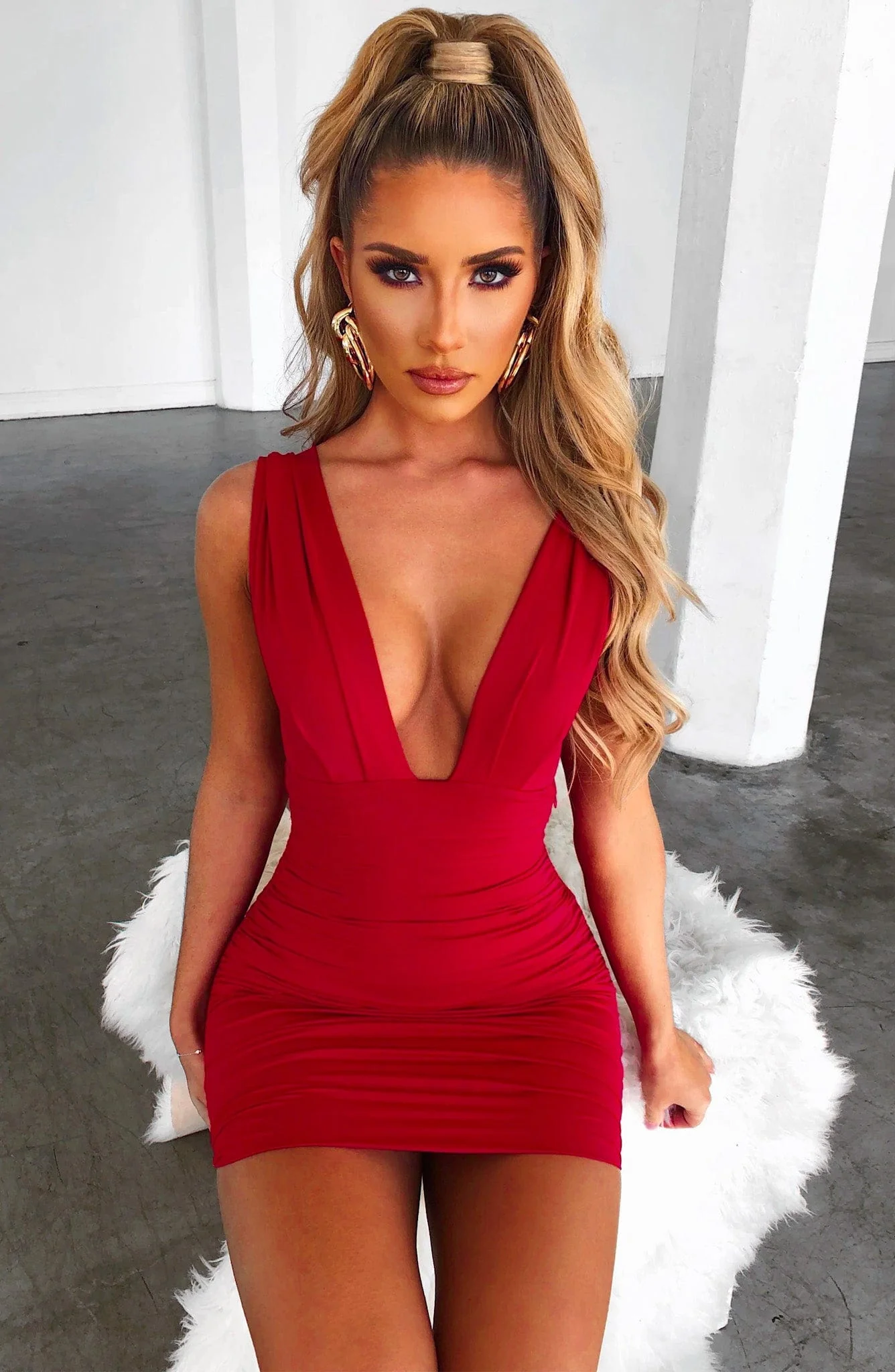 Veronica mini dress in Wine Red - Image 2