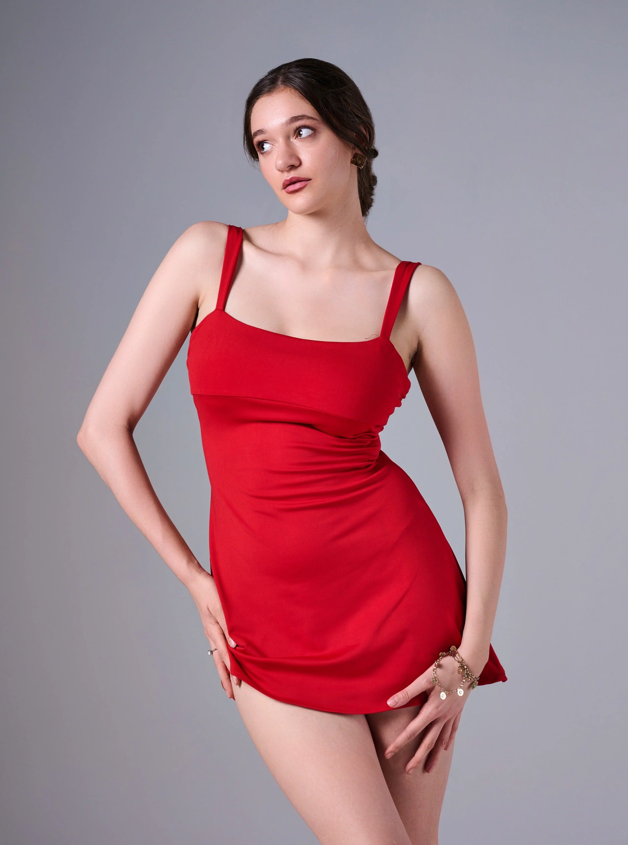 VIENNA Tie Up corset Back Mini Dress in Black - Image 8