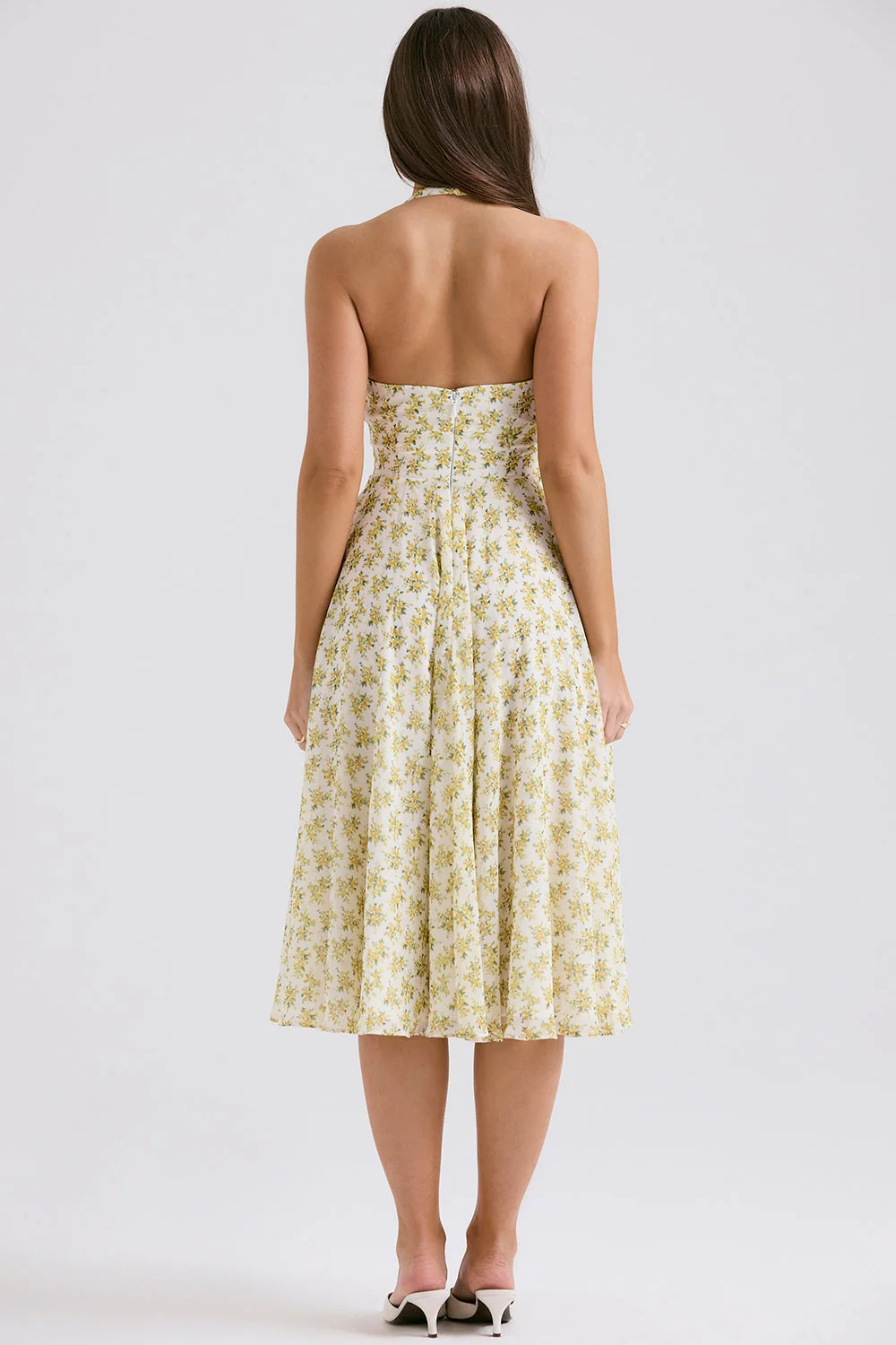 YELENA IVORY VINTAGE FLORAL PRINT HALTER SUNDRESS - Image 11