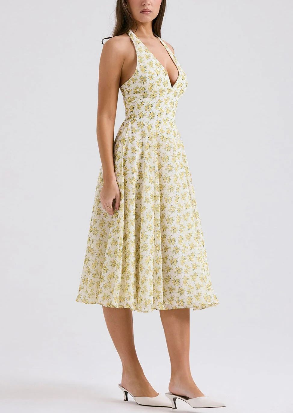 YELENA IVORY VINTAGE FLORAL PRINT HALTER SUNDRESS - Image 9