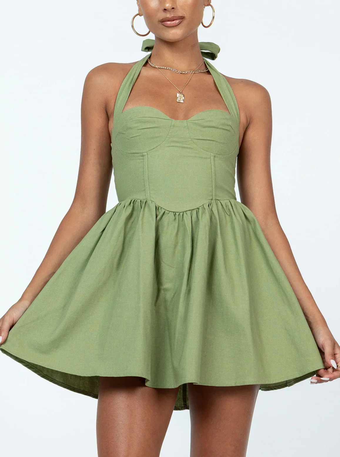 ZANA MINI DRESS IN SAGE - Image 2