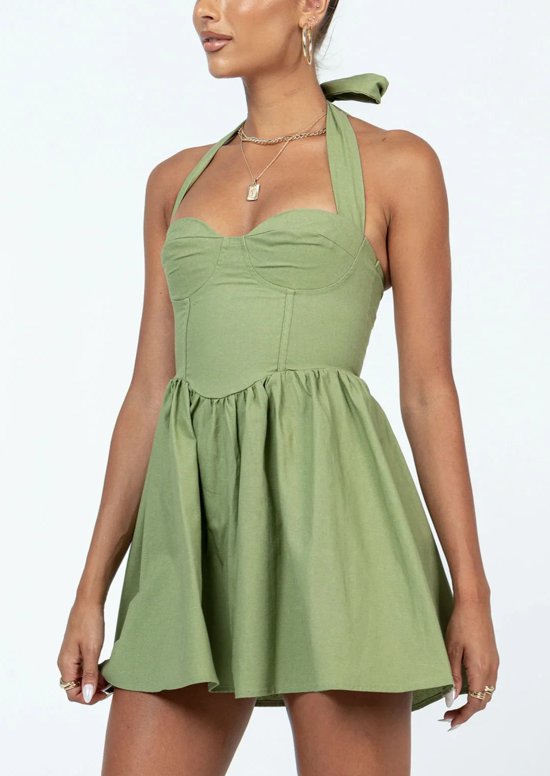 ZANA MINI DRESS IN SAGE - Image 4