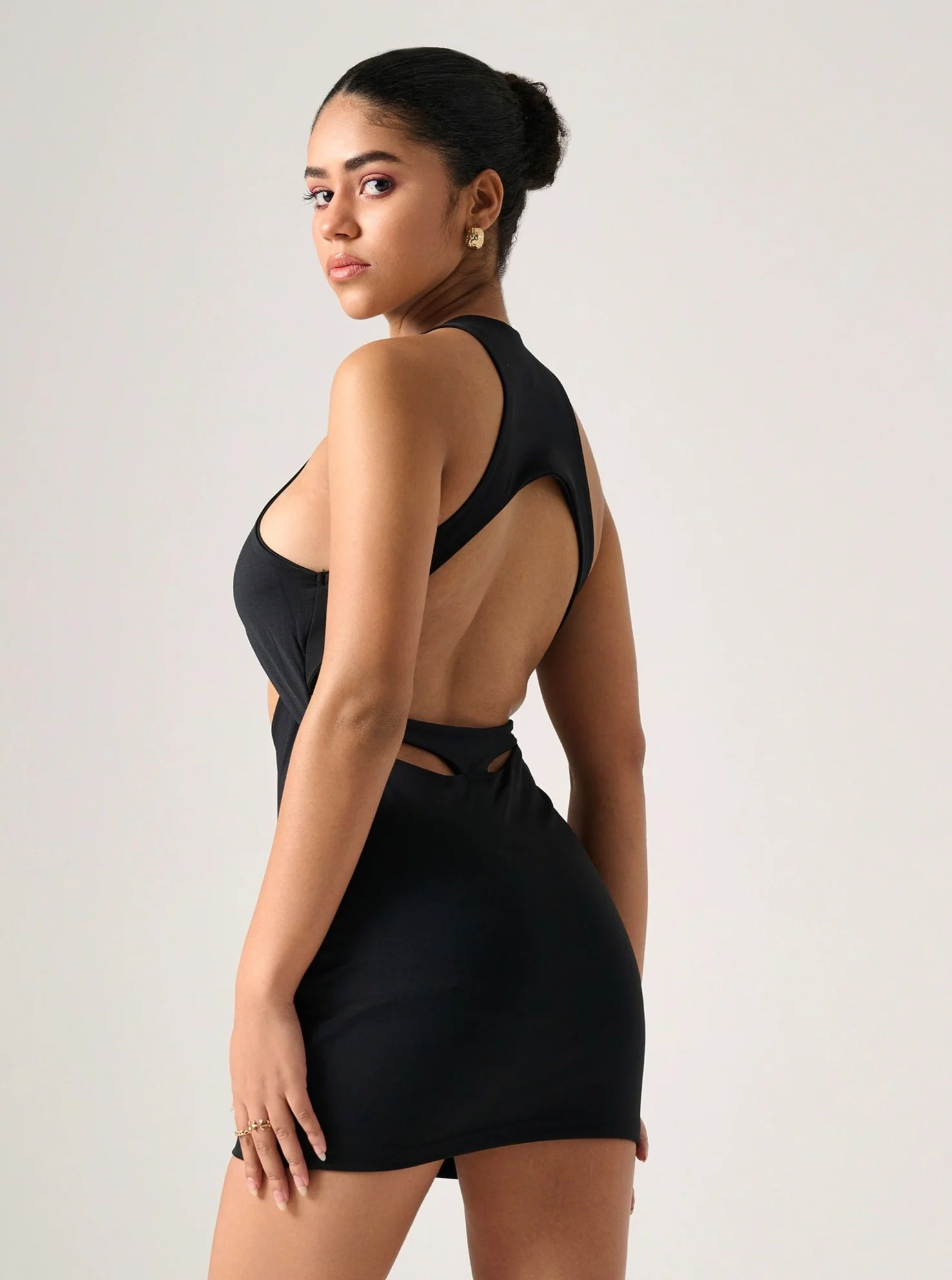 Zeira Cut Out Mini Dress in Black - Image 2