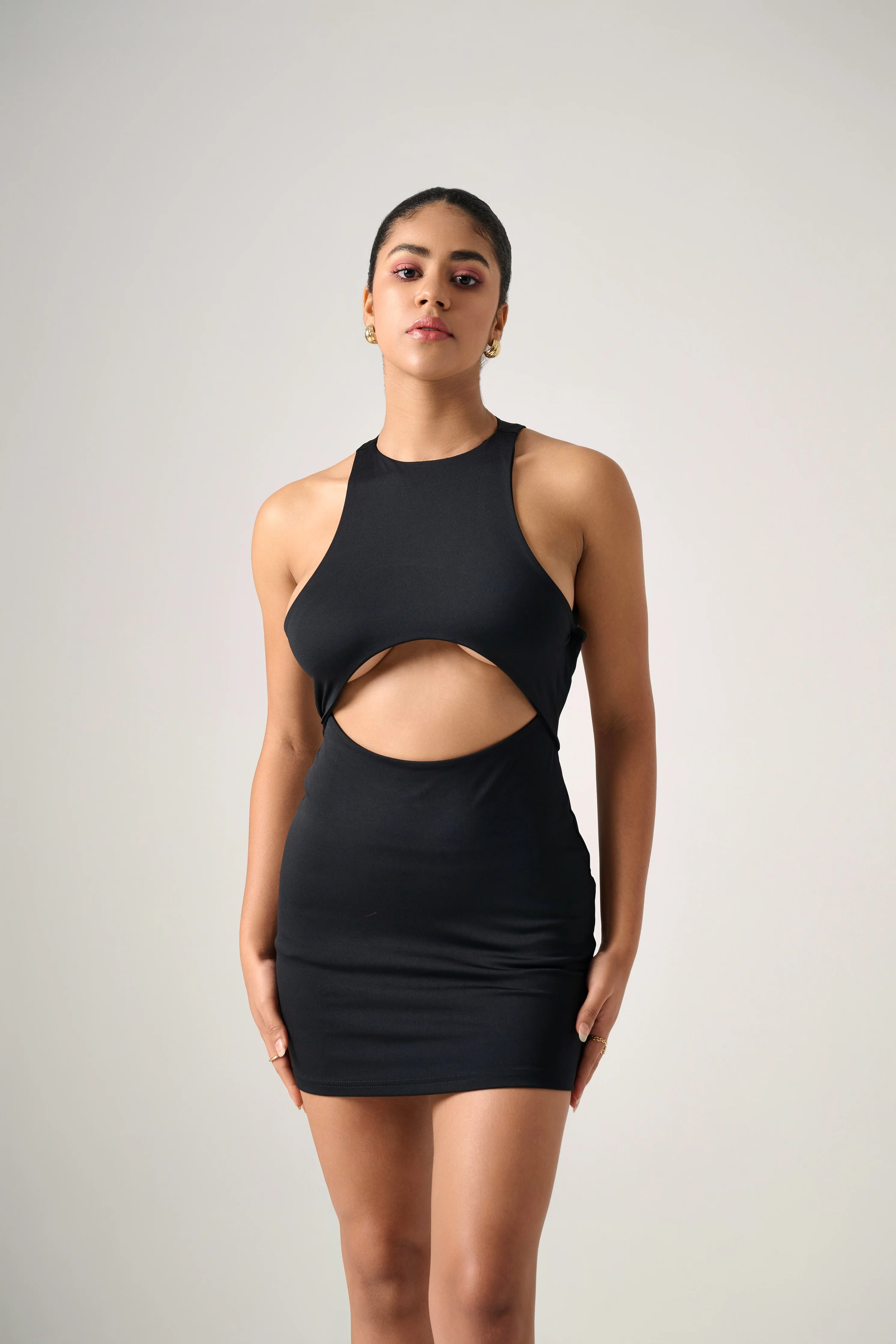 Zeira Cut Out Mini Dress in Black - Image 3