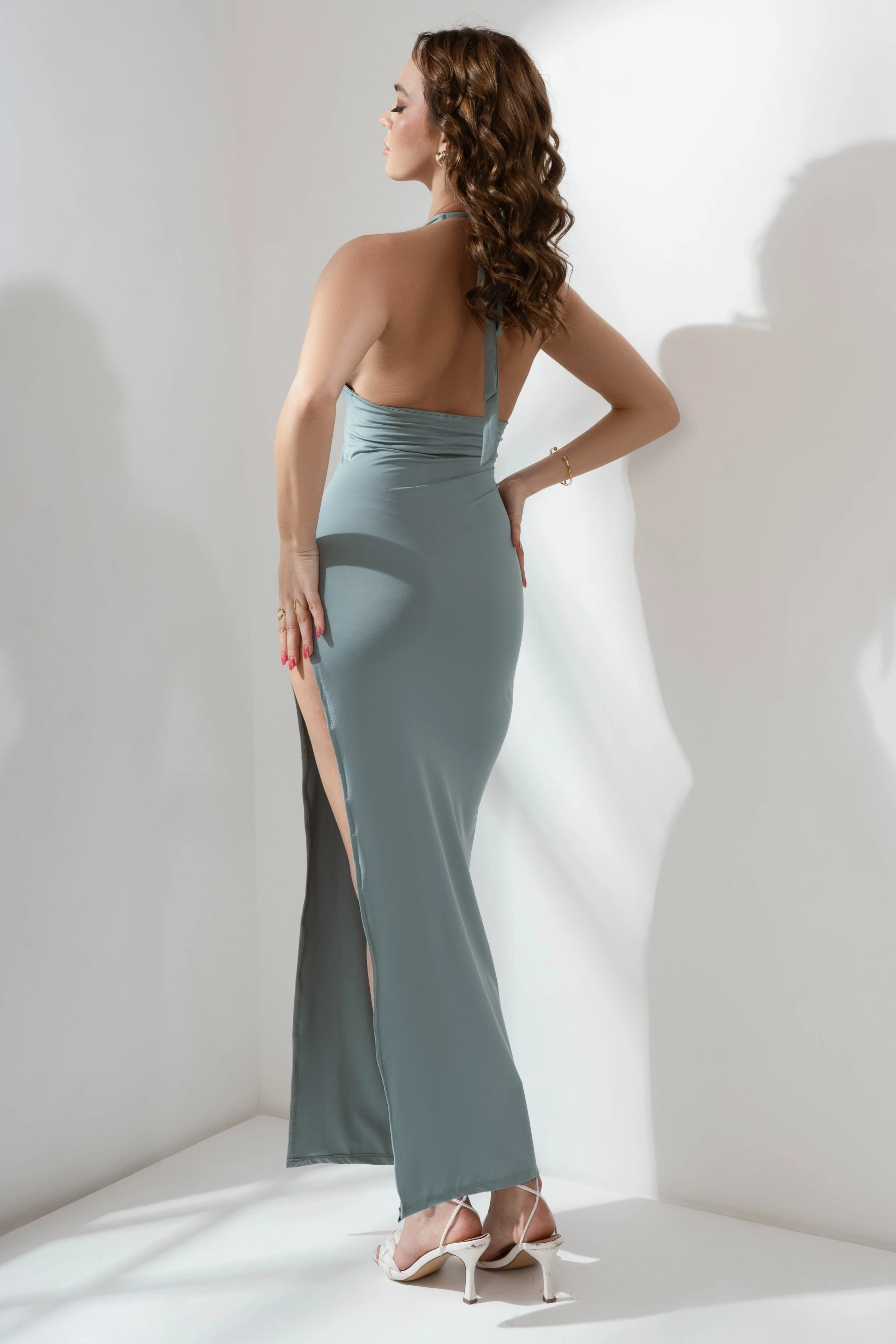 ZIA High-Split Maxi Dress in Matcha Green - Image 3