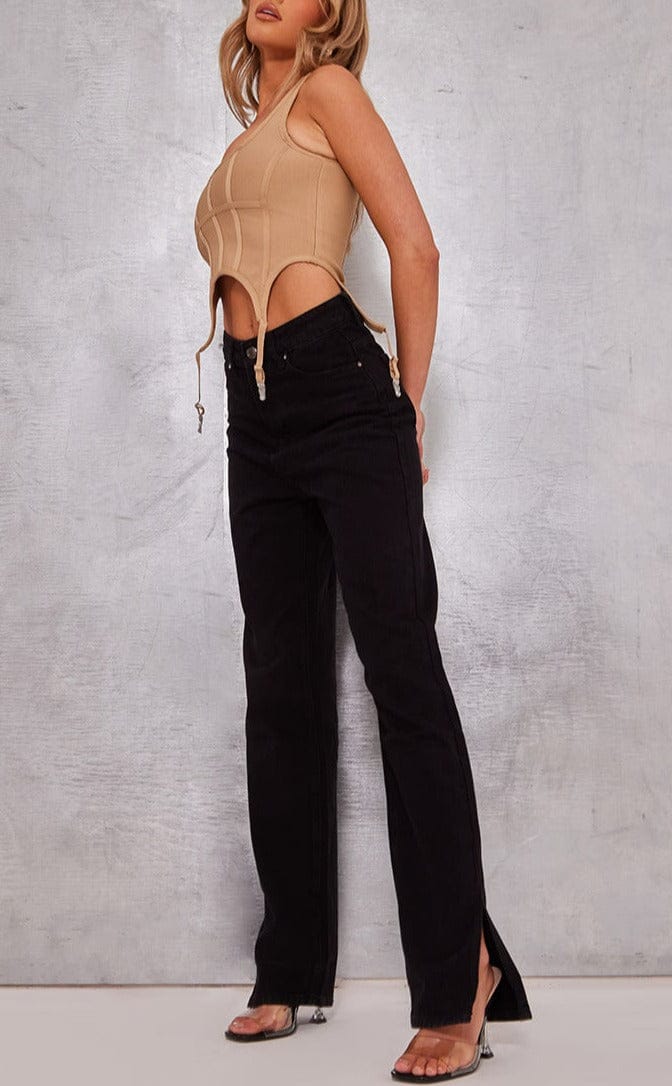 Zillow BLACK SPLIT HEM JEANS