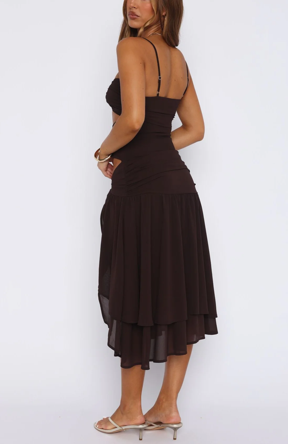 Zinovia Cut-out Midi Dress Brown - Image 5