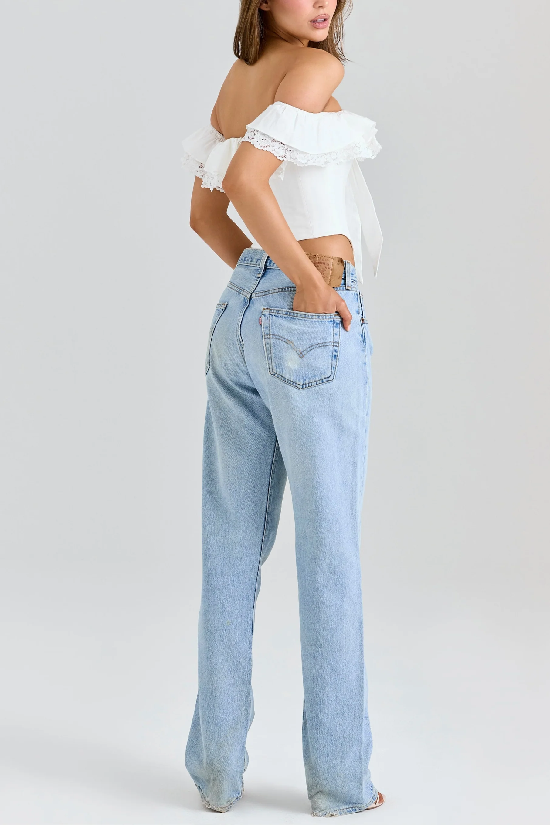 Zoya off-the-shoulder frill corset Top - Image 5