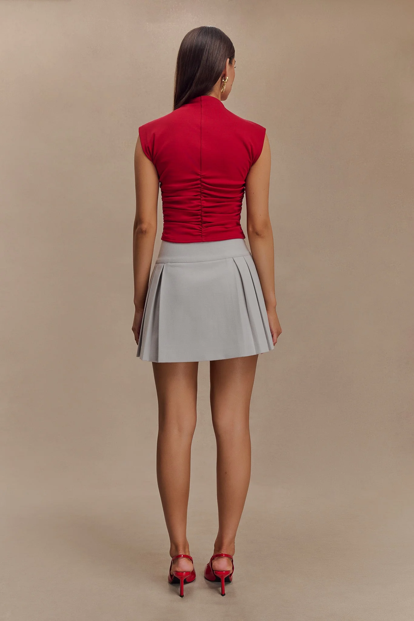 Zika High Neck Sleeveless Top in Red - Image 4